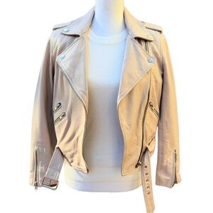 WALTER BAKER “ALISON” LEATHER MOTO JACKET IN PALE PINK COLOR